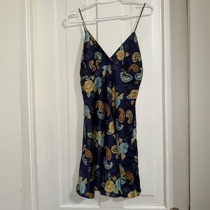 Willow Blossom 100% Silk Y2K Slip dress Feminine size‎ M paisley blue